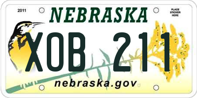 NE license plate XOB211
