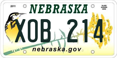 NE license plate XOB214