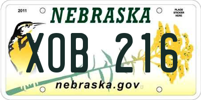 NE license plate XOB216