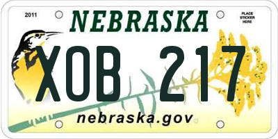 NE license plate XOB217