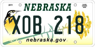 NE license plate XOB218