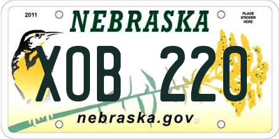 NE license plate XOB220
