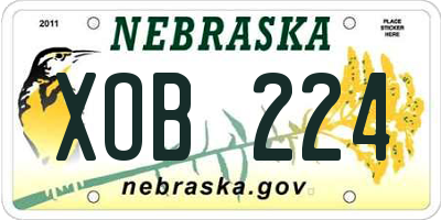 NE license plate XOB224
