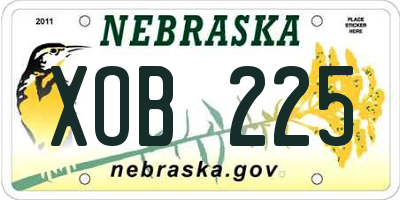 NE license plate XOB225