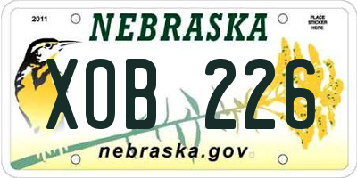 NE license plate XOB226