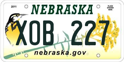 NE license plate XOB227