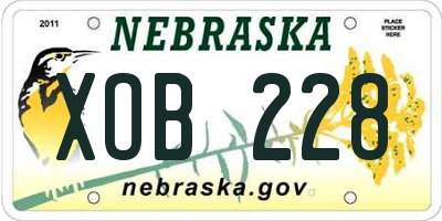 NE license plate XOB228