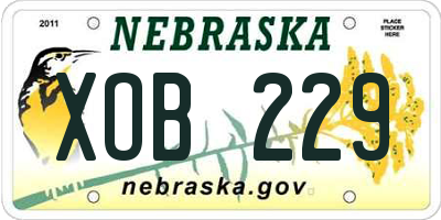 NE license plate XOB229