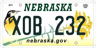 NE license plate XOB232