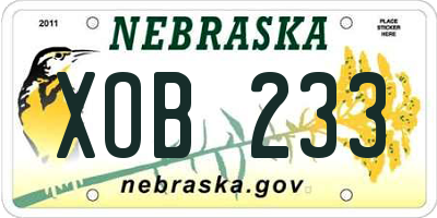 NE license plate XOB233