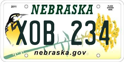 NE license plate XOB234