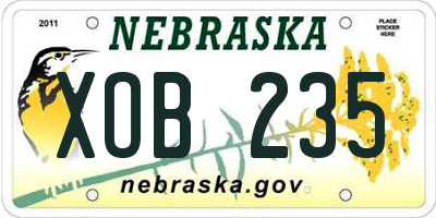 NE license plate XOB235