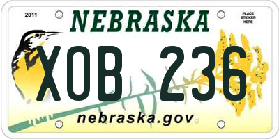 NE license plate XOB236