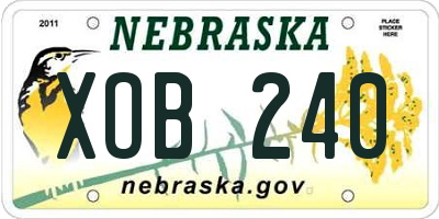 NE license plate XOB240