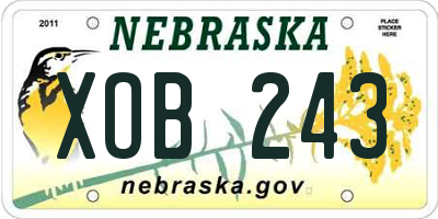 NE license plate XOB243