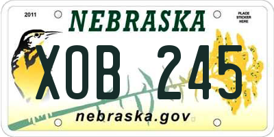NE license plate XOB245