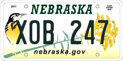 NE license plate XOB247