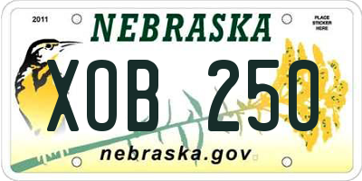 NE license plate XOB250