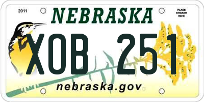 NE license plate XOB251