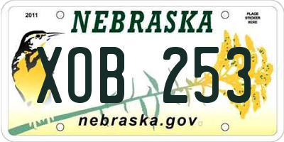 NE license plate XOB253