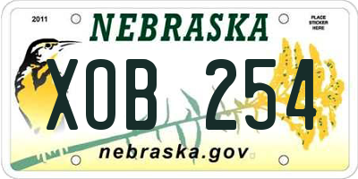 NE license plate XOB254