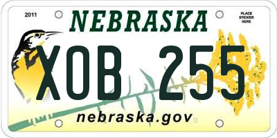 NE license plate XOB255