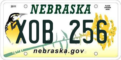 NE license plate XOB256