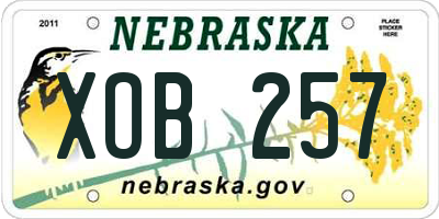 NE license plate XOB257