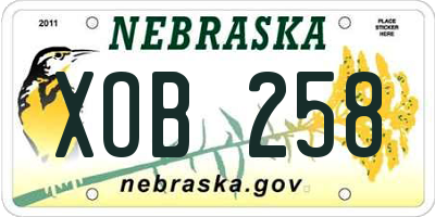 NE license plate XOB258