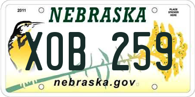 NE license plate XOB259
