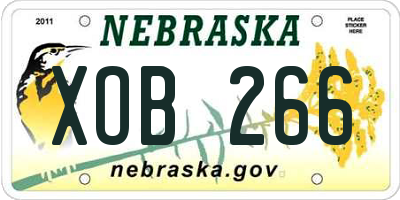 NE license plate XOB266
