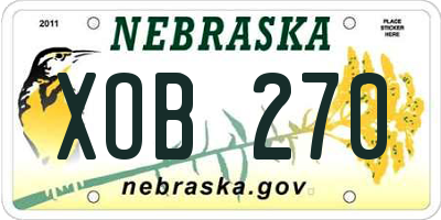 NE license plate XOB270