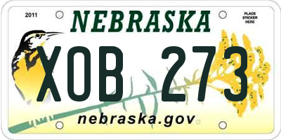 NE license plate XOB273