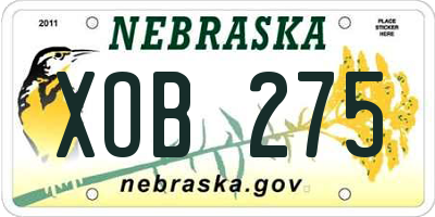 NE license plate XOB275