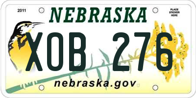 NE license plate XOB276