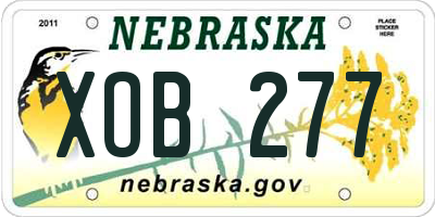 NE license plate XOB277