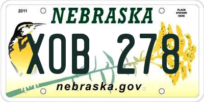 NE license plate XOB278