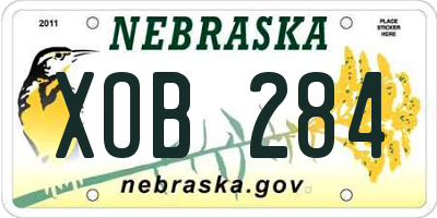 NE license plate XOB284