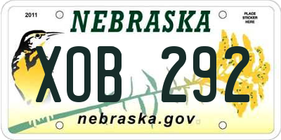 NE license plate XOB292