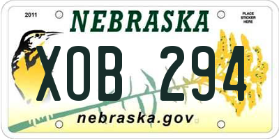 NE license plate XOB294