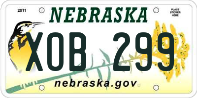 NE license plate XOB299