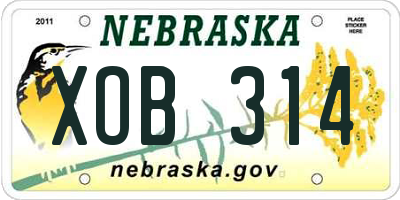 NE license plate XOB314
