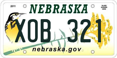 NE license plate XOB321