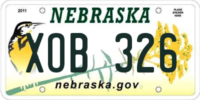 NE license plate XOB326