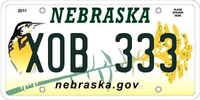 NE license plate XOB333