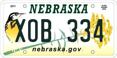 NE license plate XOB334