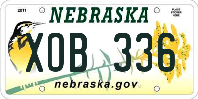 NE license plate XOB336