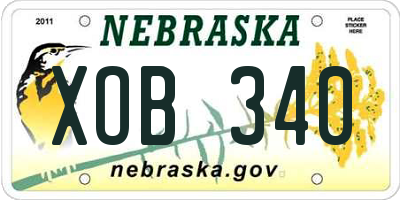 NE license plate XOB340