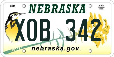 NE license plate XOB342