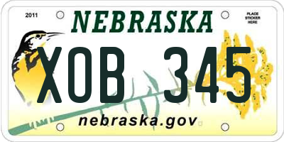 NE license plate XOB345